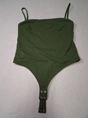 4/20$ Dynamite Olive Green Strap Bodysuit